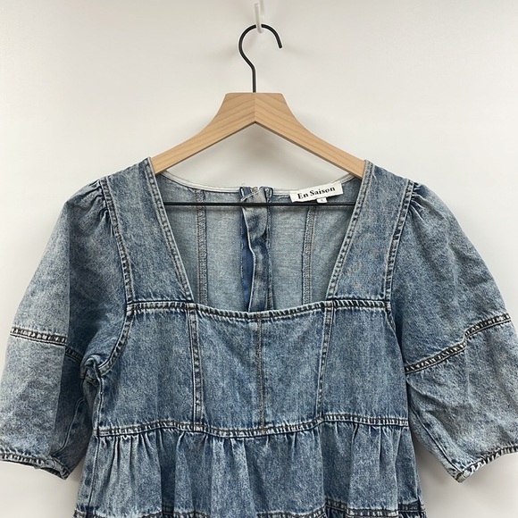 Anthropologie Blue Denim Mini Dress - Picture 4 of 9